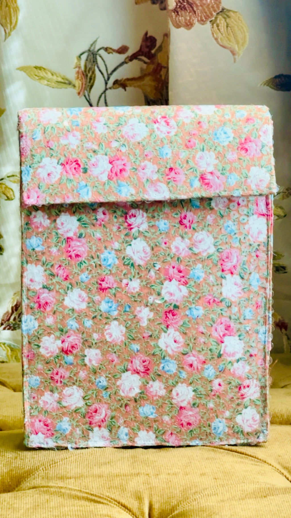 Peach Sorbet: Handmade Floral Sequin Vertical Messenger Bag