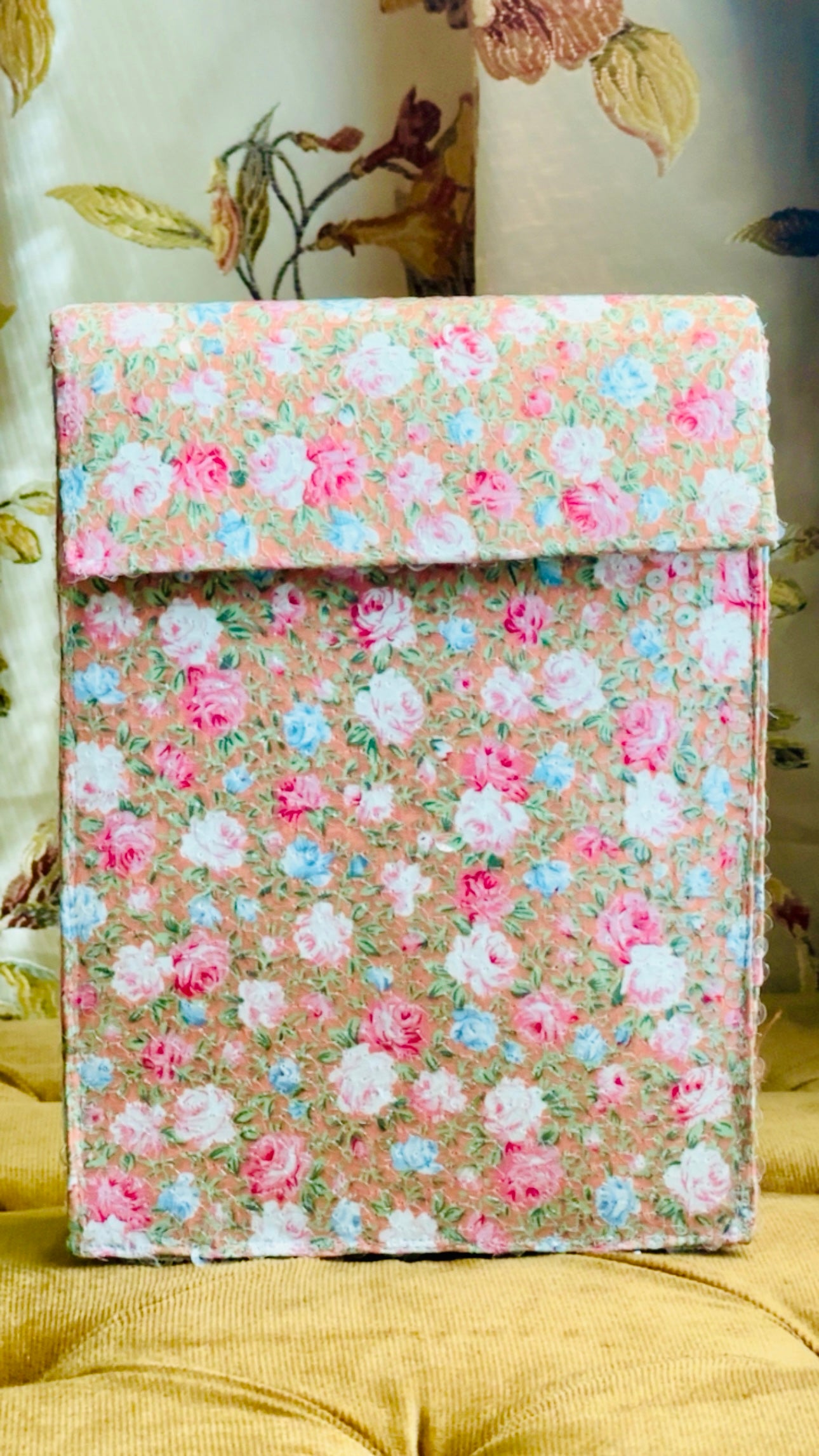 Peach Sorbet: Handmade Floral Sequin Vertical Messenger Bag