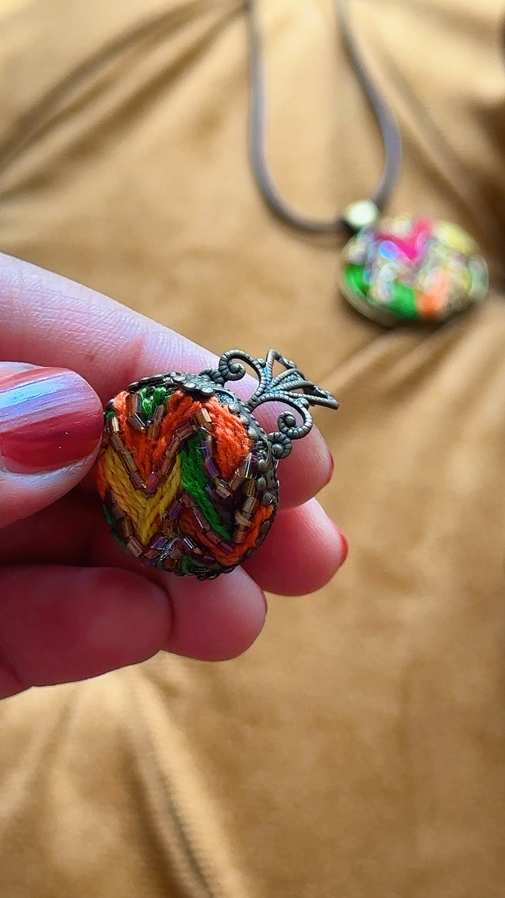 Vintage Filigree Hand-Embroidered "Sunset Zigzag" Ring