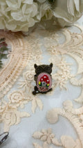 Woodland Owl Mushroom Hand-Embroidered Statement Ring