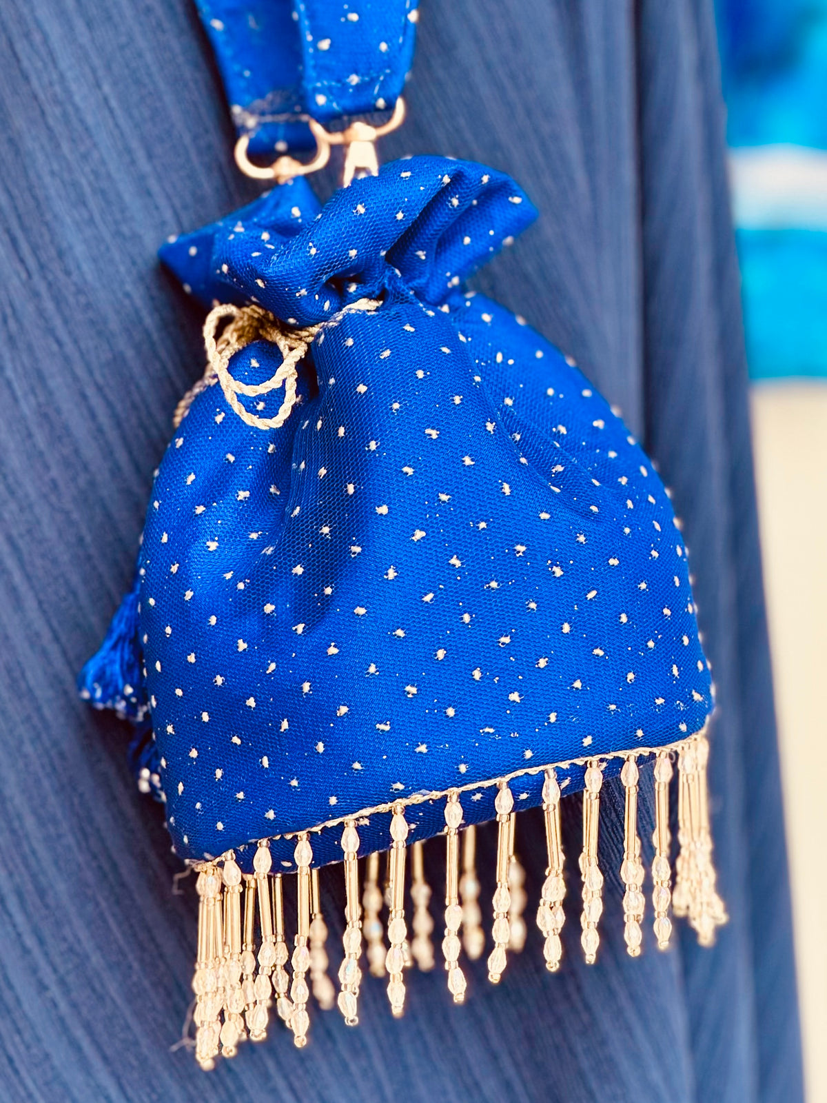 Neelam Handcrafted Royal Blue Embellished Potli Bag | Bridal & Festive Clutch