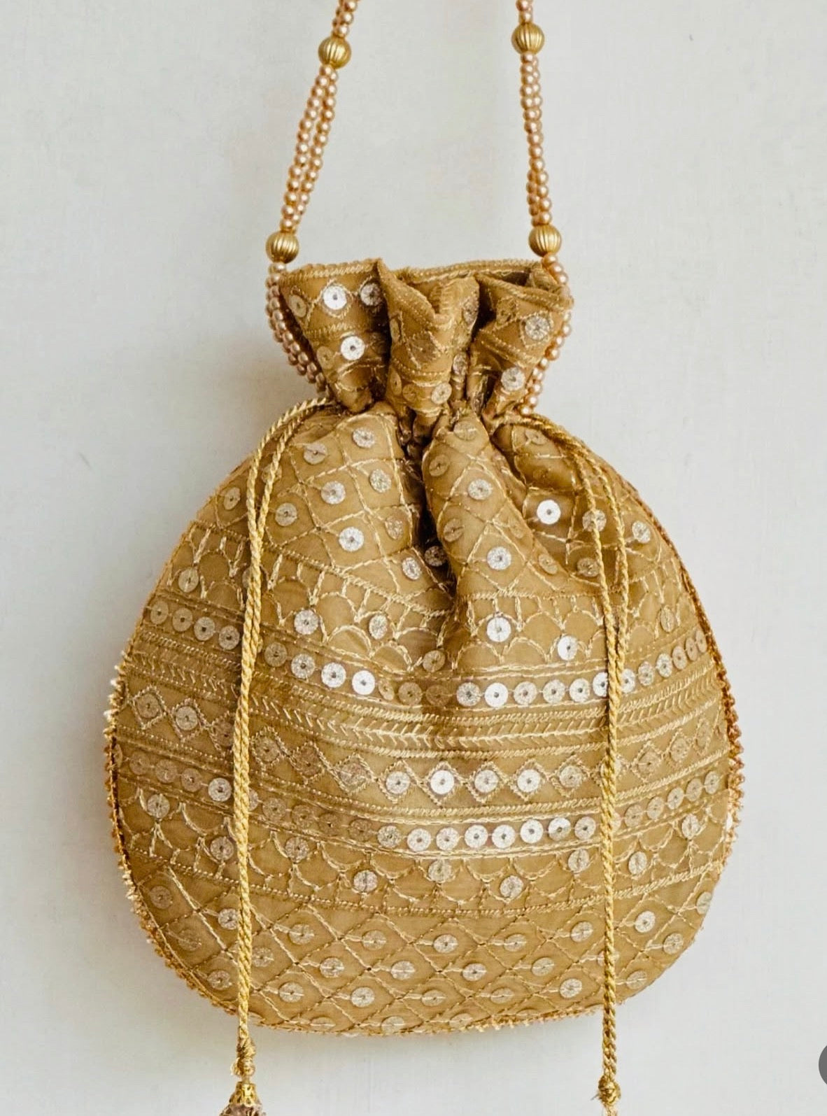 Zarnaab - Gold Sequin Embroidered Potli Bag