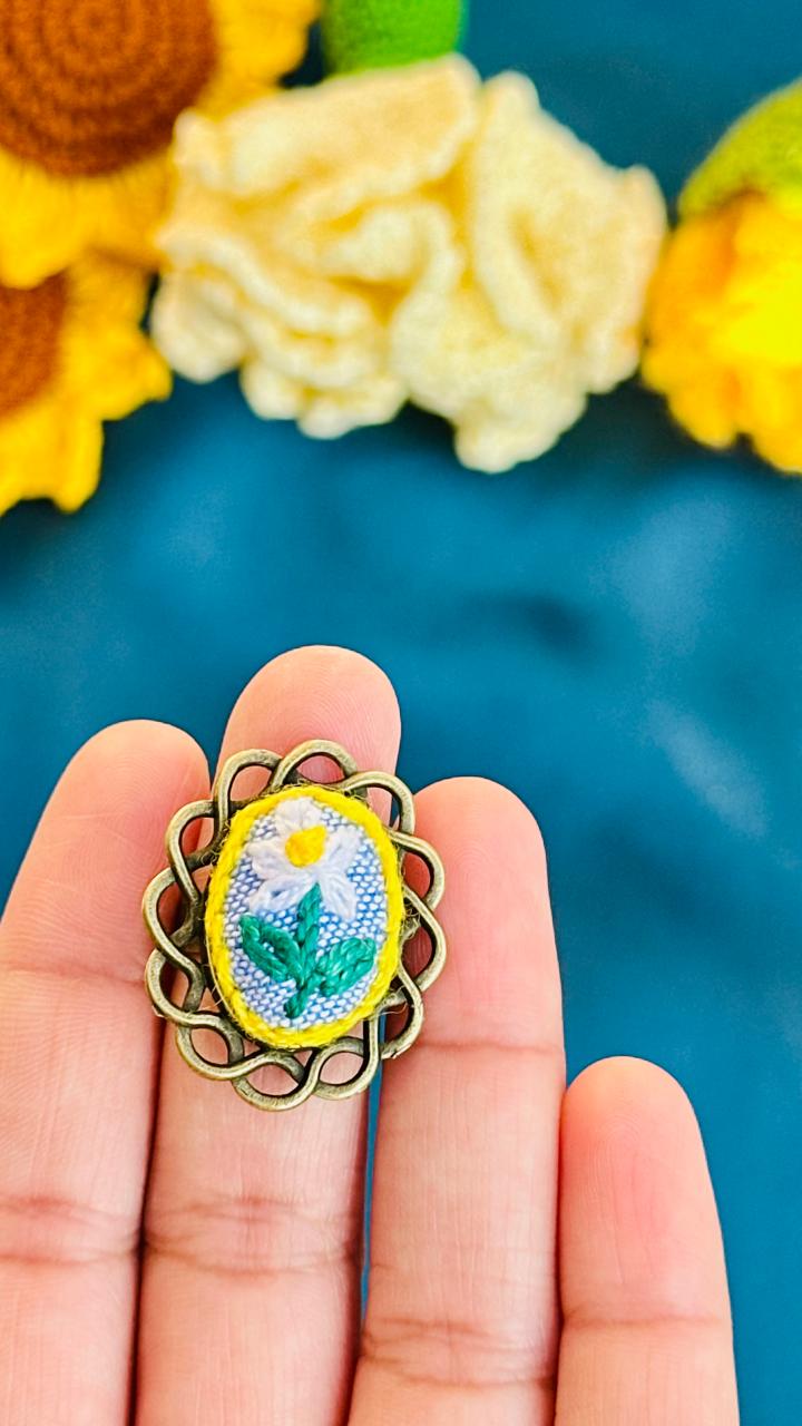 The "Daydream Daisy" Hand-Embroidered Ring