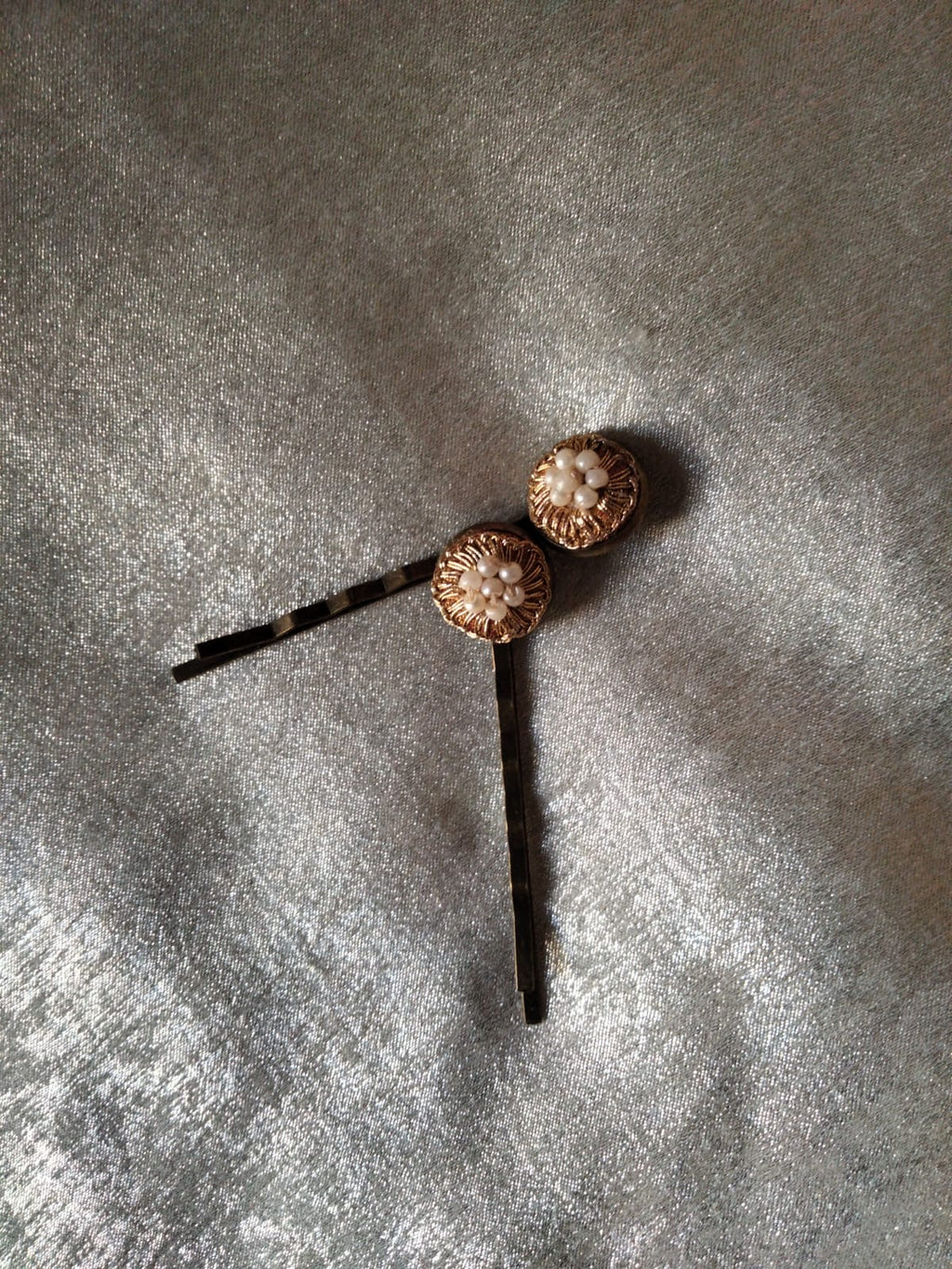 Pearl Bloom Hand-Embroidered Vintage Bobby Pins