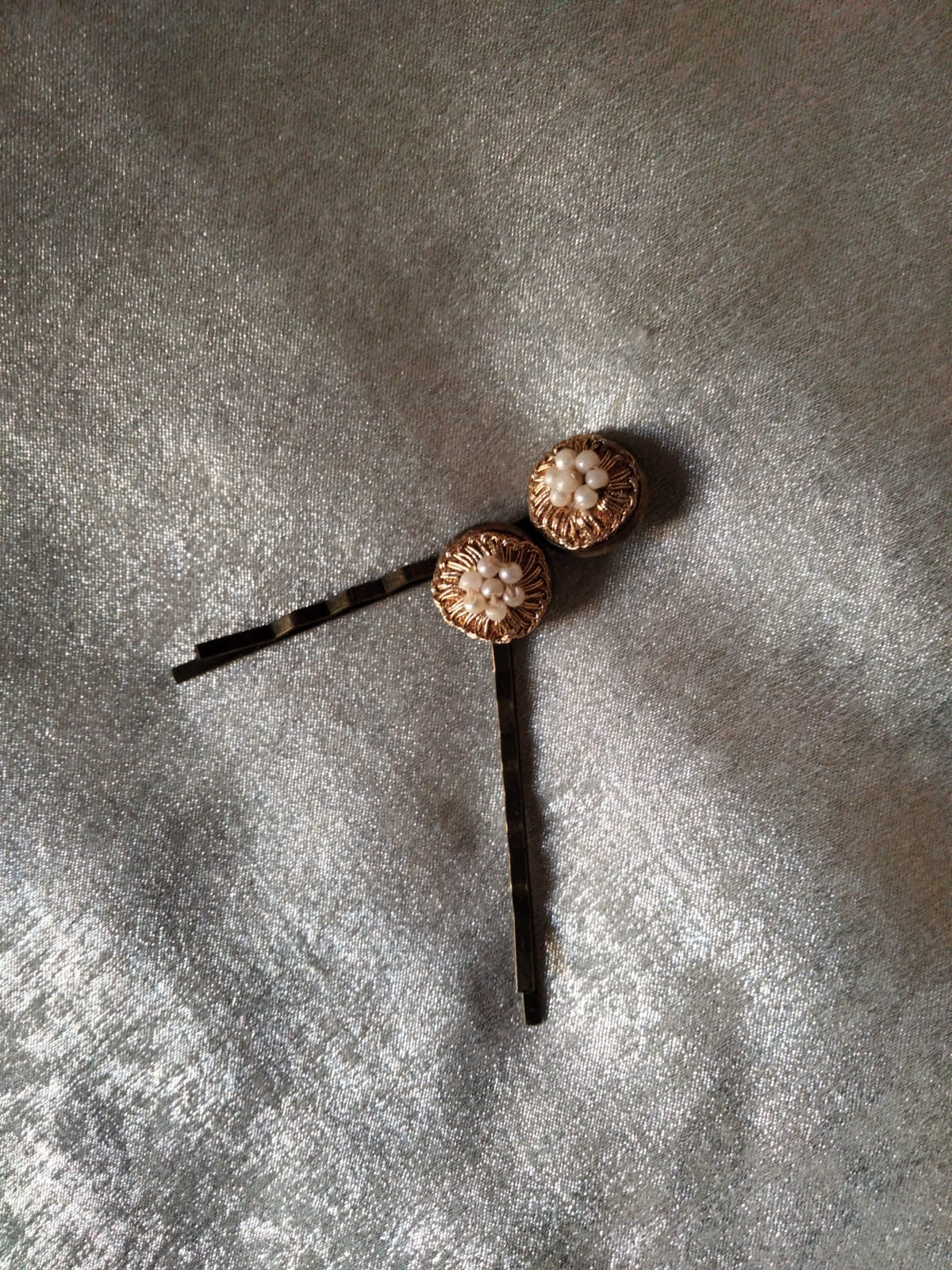 Pearl Bloom Hand-Embroidered Vintage Bobby Pins