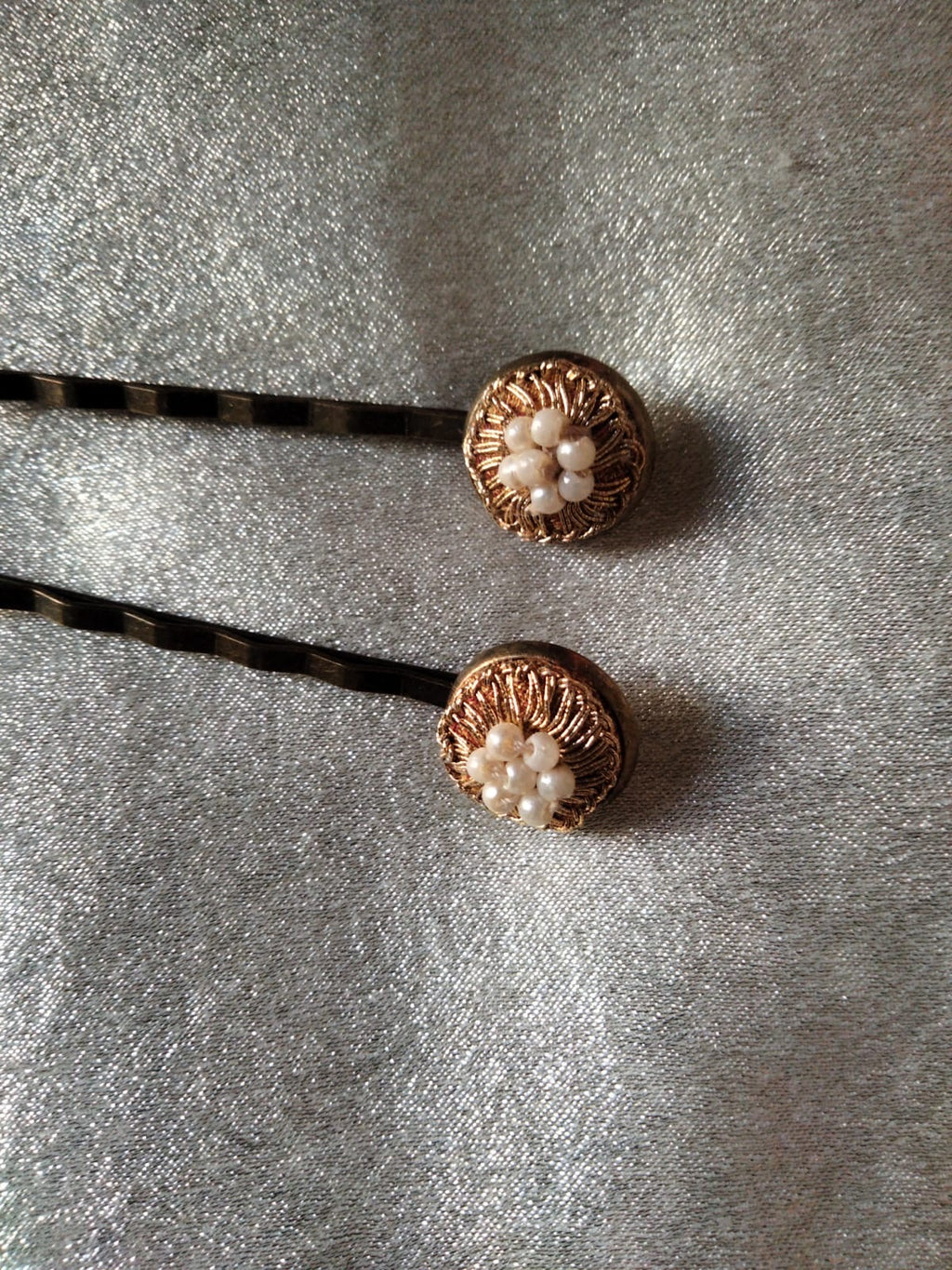 Pearl Bloom Hand-Embroidered Vintage Bobby Pins