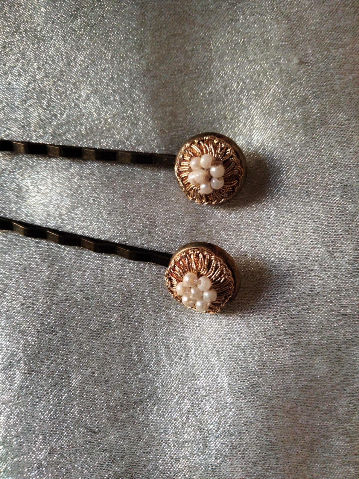 Pearl Bloom Hand-Embroidered Vintage Bobby Pins