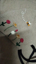 Honeybee Floral Hand-Embroidered Mask - Custom Linen Face Wear