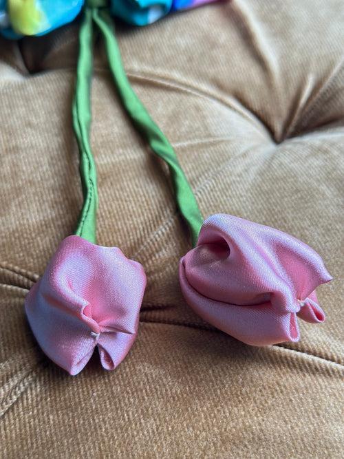 Abstract Garden Tulip Scrunchie - Vibrant Handmade Hair Tie