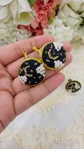 Midnight Stardust Hand-Embroidered Celestial Statement Earrings