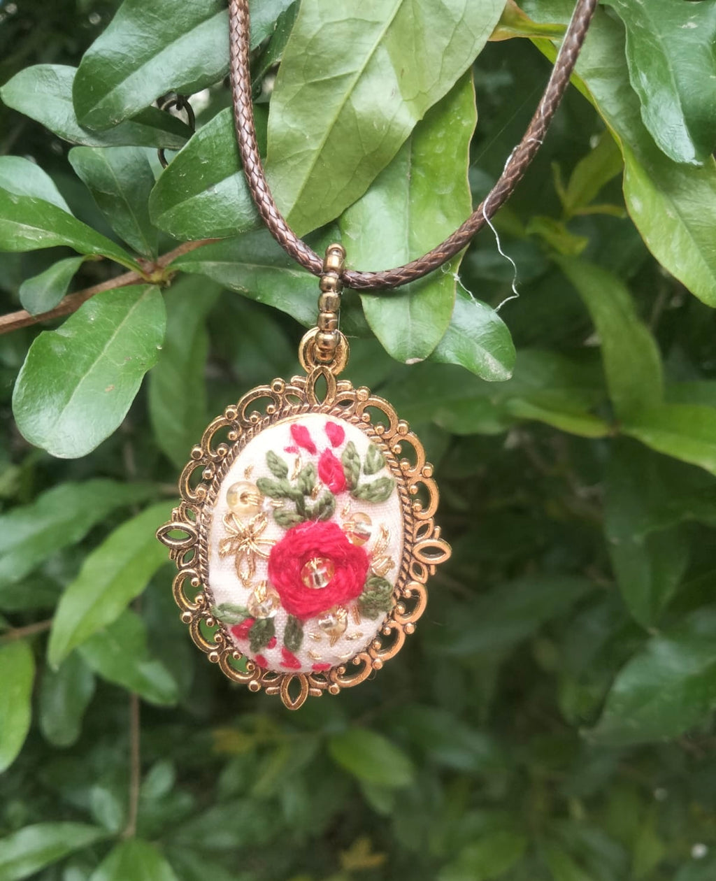 Hand Embroidered Floral Vintage Pendant - Gul-e-Bahar