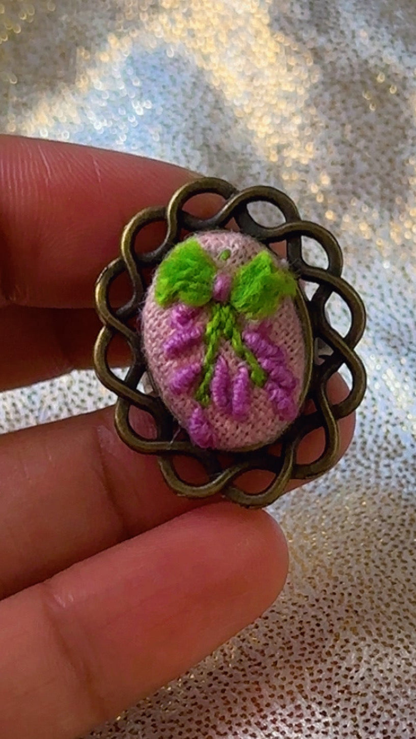 Lilac Meadows Hand-Embroidered Scalloped Ring