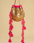 Noor Jahan Handcrafted Sequin Potli Bag with Tassels