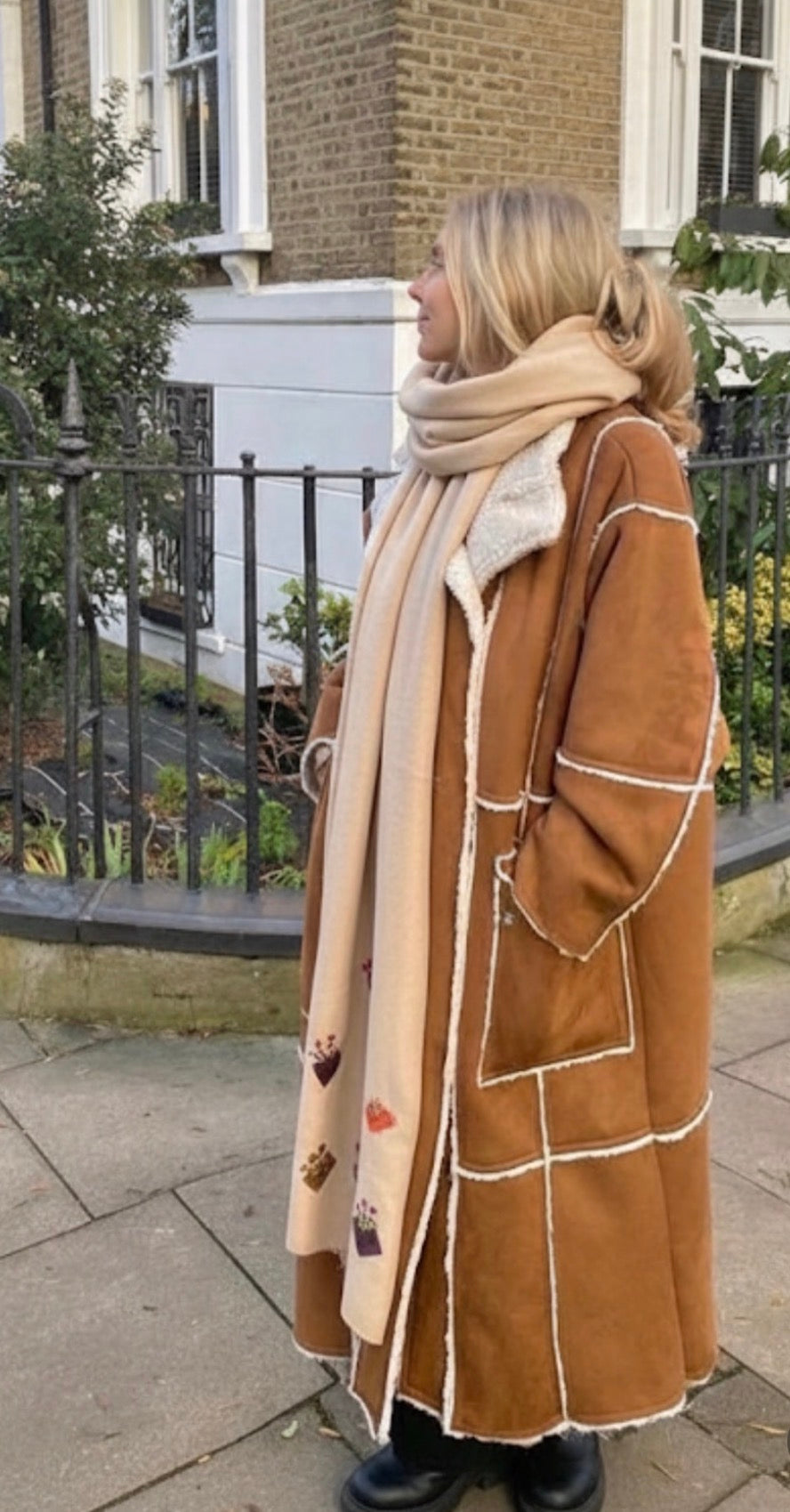 Velvet Appliqué Hand-Embroidered Scarf | Custom Floral Art