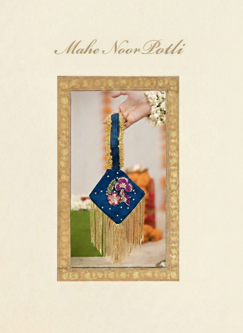 Mah-e-Noor Hand-Painted & Hand-Embellished Potli Bag