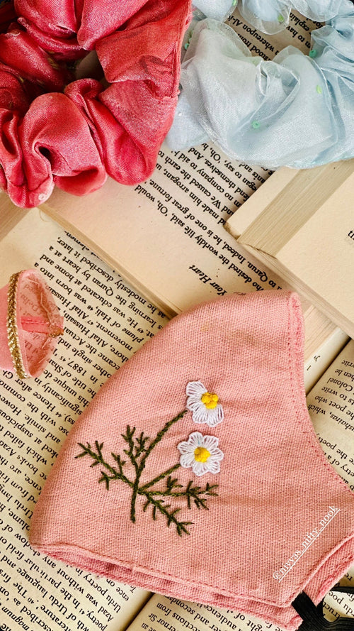 Botanical Muse Custom Hand Embroidered Floral Face Mask | All Seasons