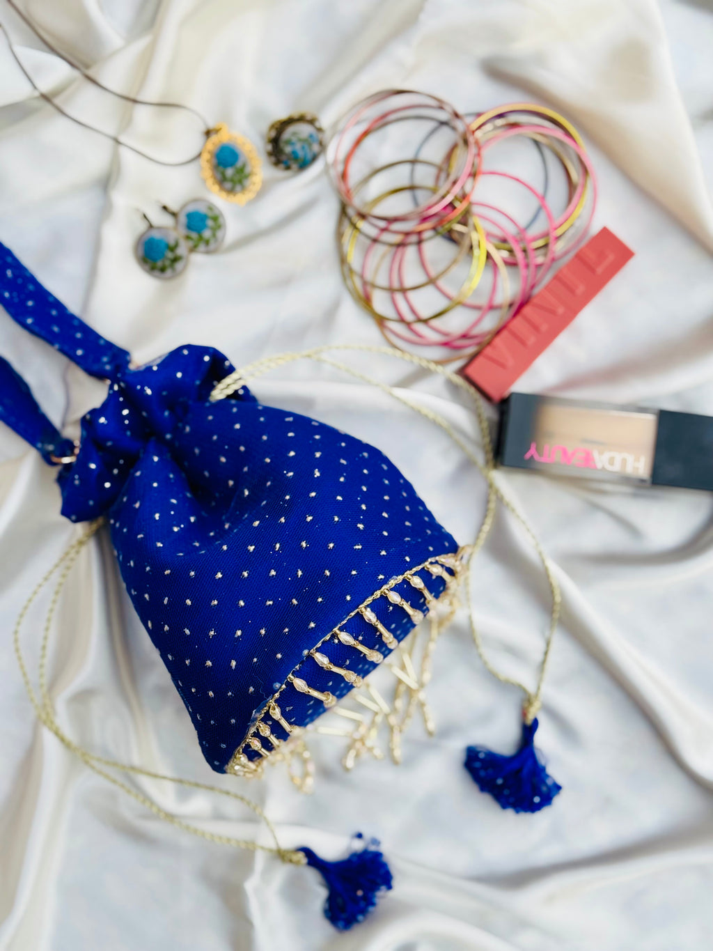 Neelam Handcrafted Royal Blue Embellished Potli Bag | Bridal & Festive Clutch