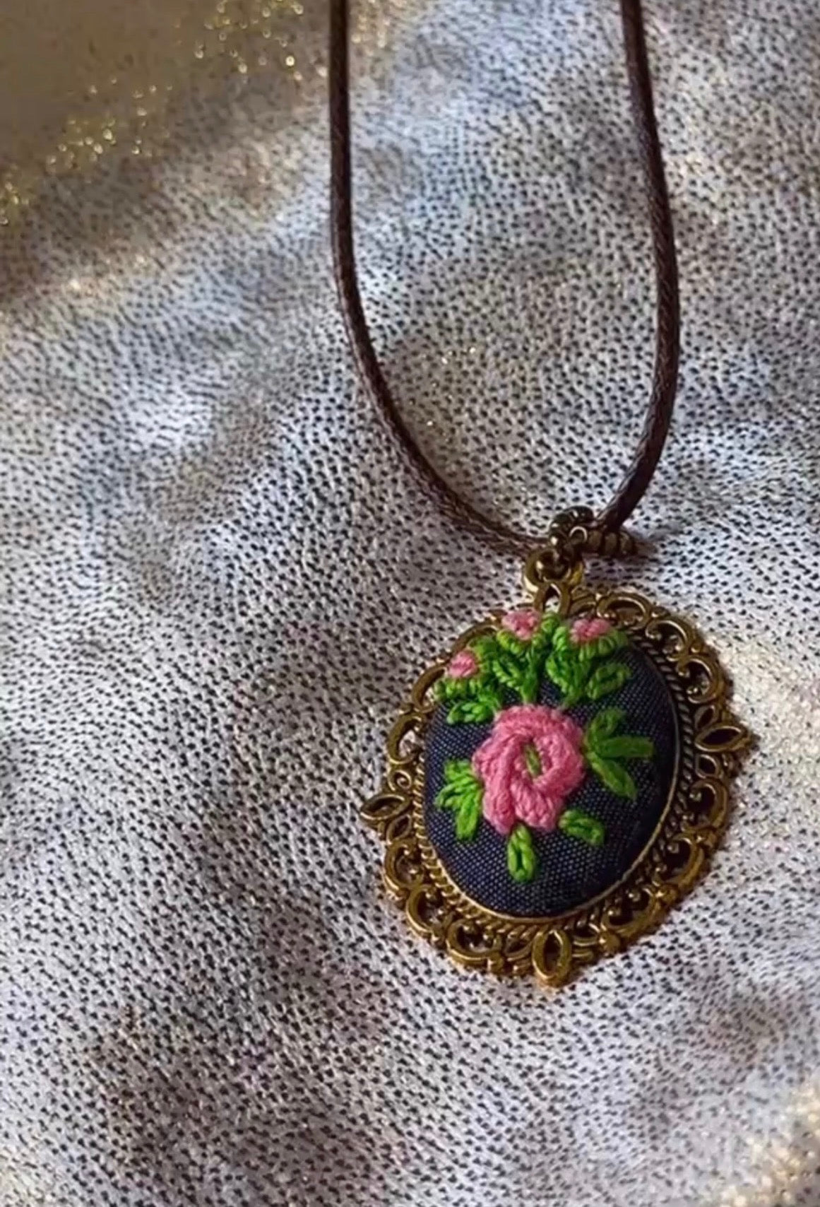 The Secret Garden Hand Embroidered Pendant
