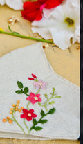 Hand-Embroidered Floral Face Mask - Custom Linen Face Cover