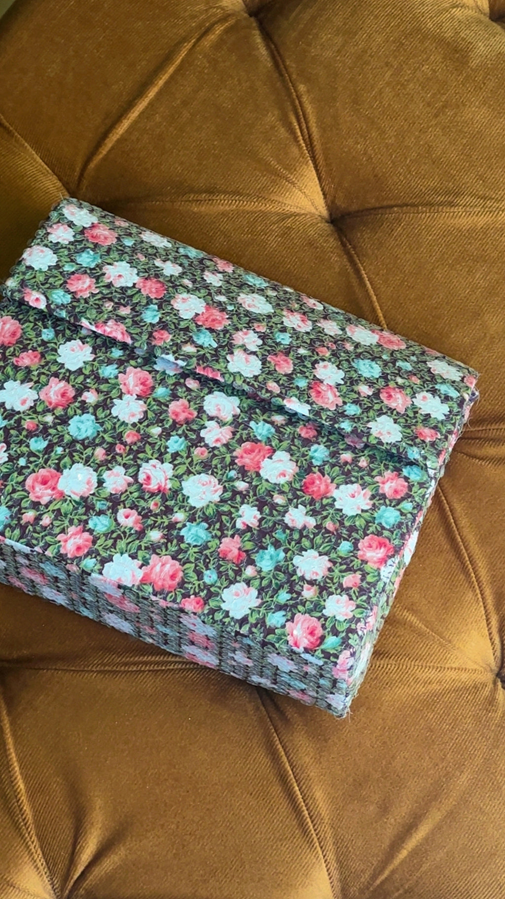 Midnight Garden: Handmade Floral Sequinned Envelope Bag