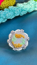 The "Golden Wreath" Hand-Embroidered Silver Ring