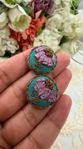 Teal Blossom Grace Ribbon-Work Floral Statement Earrings