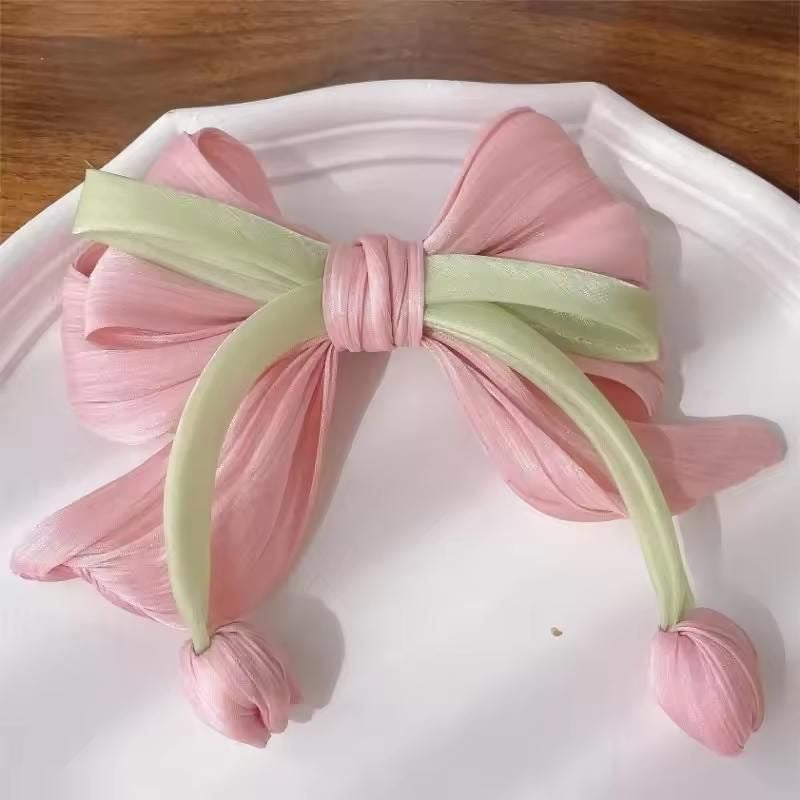 Handmade Bloom: Tulip Bow Hair Clip & Floral Accessory