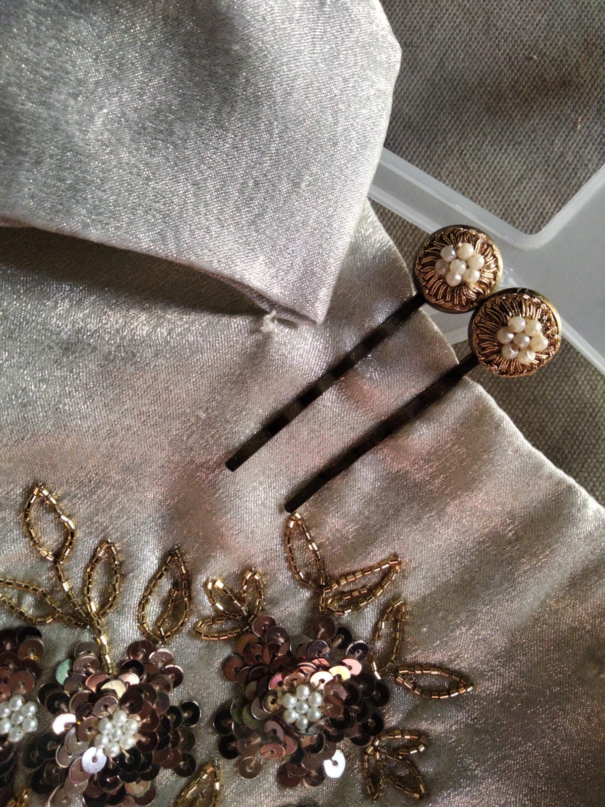 Pearl Bloom Hand-Embroidered Vintage Bobby Pins