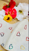 Rainbow Heart Hand Embroidered Face Mask | Custom Made Mask
