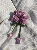 Rosy Lilac Tulip Scrunchie - Handmade Floral Hair Accessory