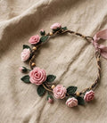 Dusty Rose Floral Vine Crochet Crown & Headband