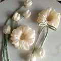 White Satin Tulip Scrunchie - Elegant Floral Hair Accessory
