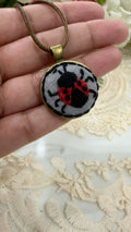 Lucky Ladybug Hand-Embroidered Kid-Friendly Pendant Necklace