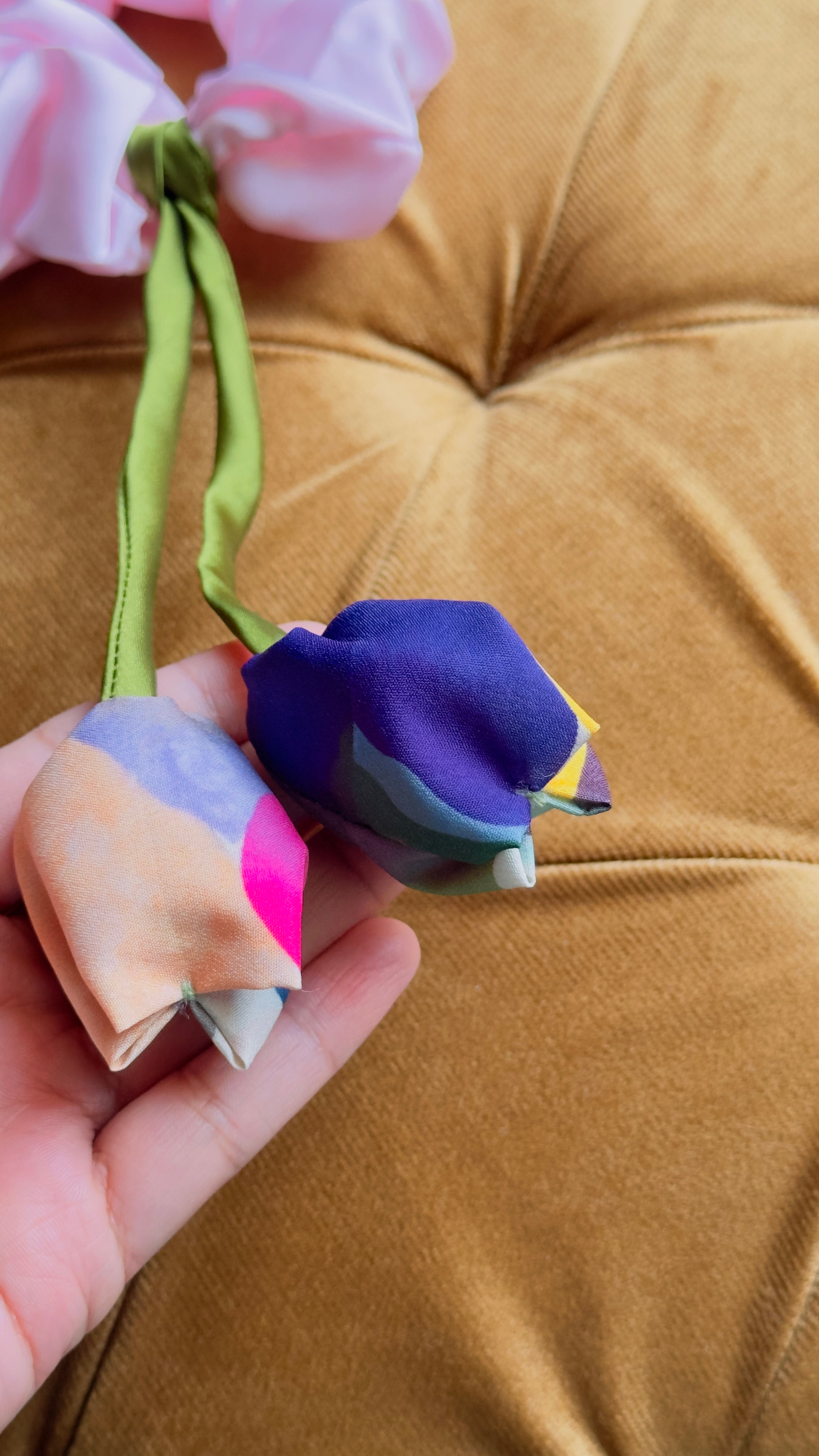 Candy Blossom Tulip Scrunchie - Fun Handmade Hair Accessory
