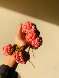 Blushing Peach Rose Cluster Crochet Gajra Bracelet