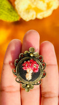 The "Petal & Posy" Hand-Embroidered Ring- Vintage Bronze Filigree Flower Jewelry