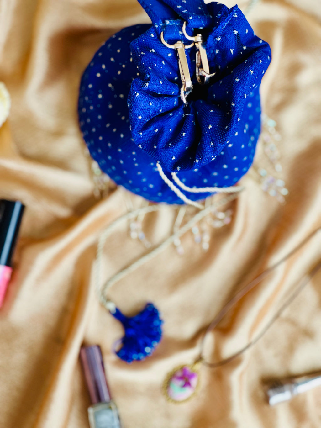 Neelam Handcrafted Royal Blue Embellished Potli Bag | Bridal & Festive Clutch