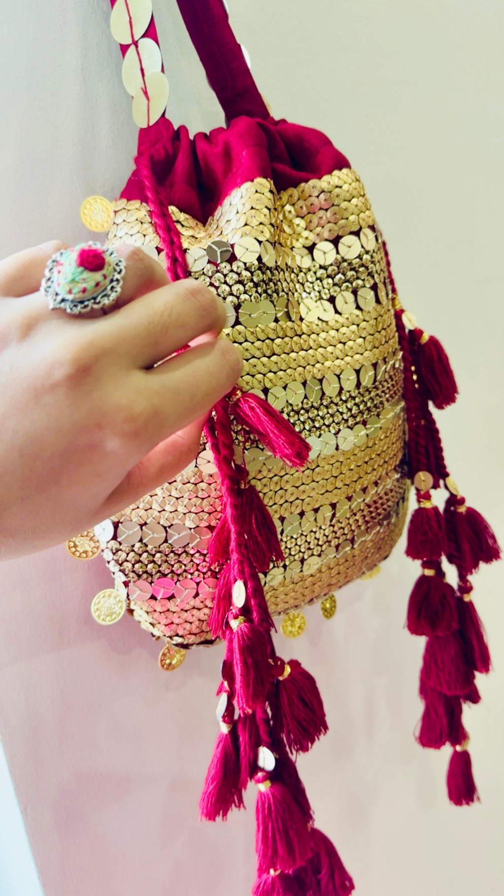 Heritage Bloom Hand-Embroidered Cameo Ring