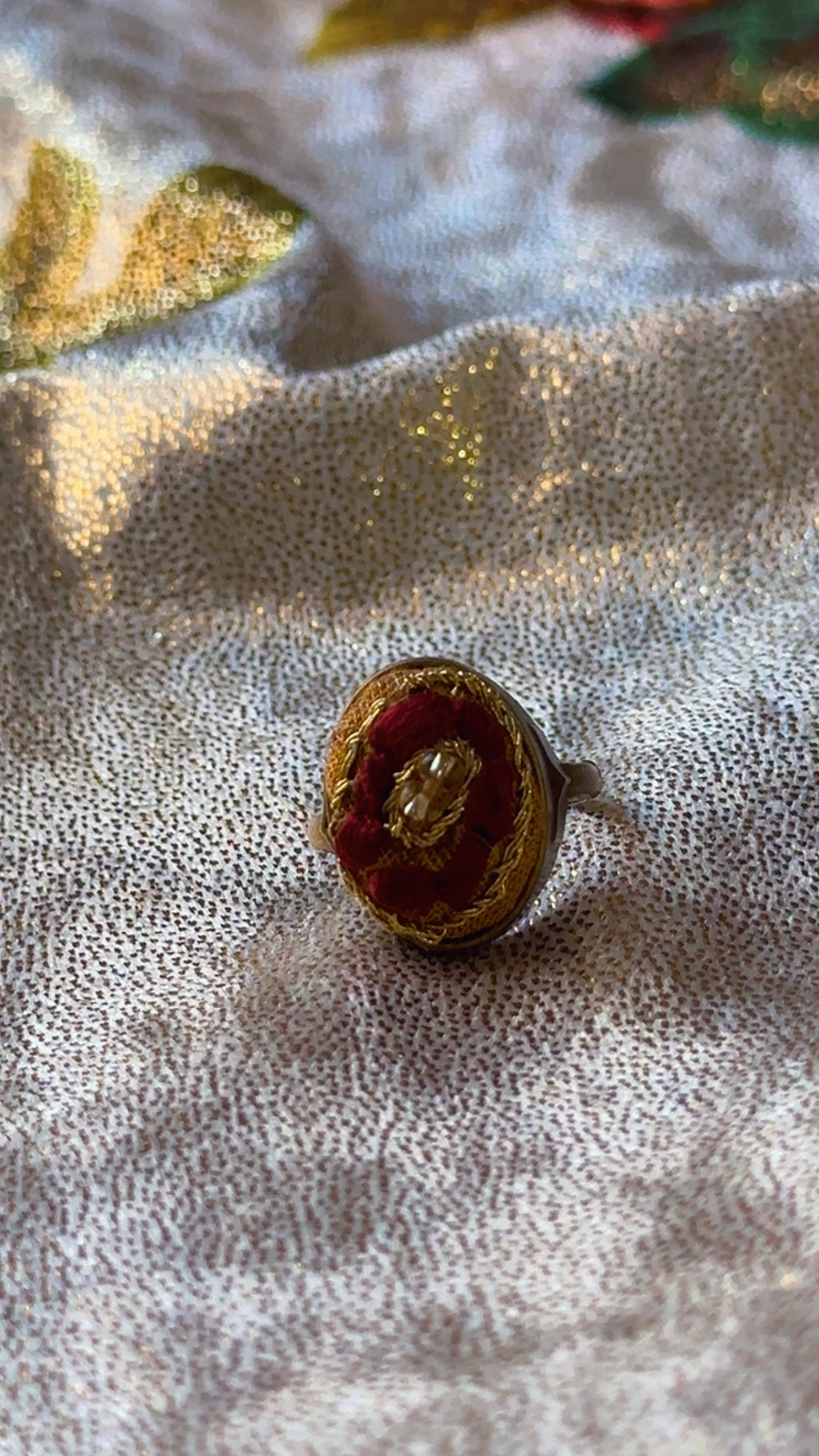 Royal Crimson & Gold "Jeweled Heart" Ring