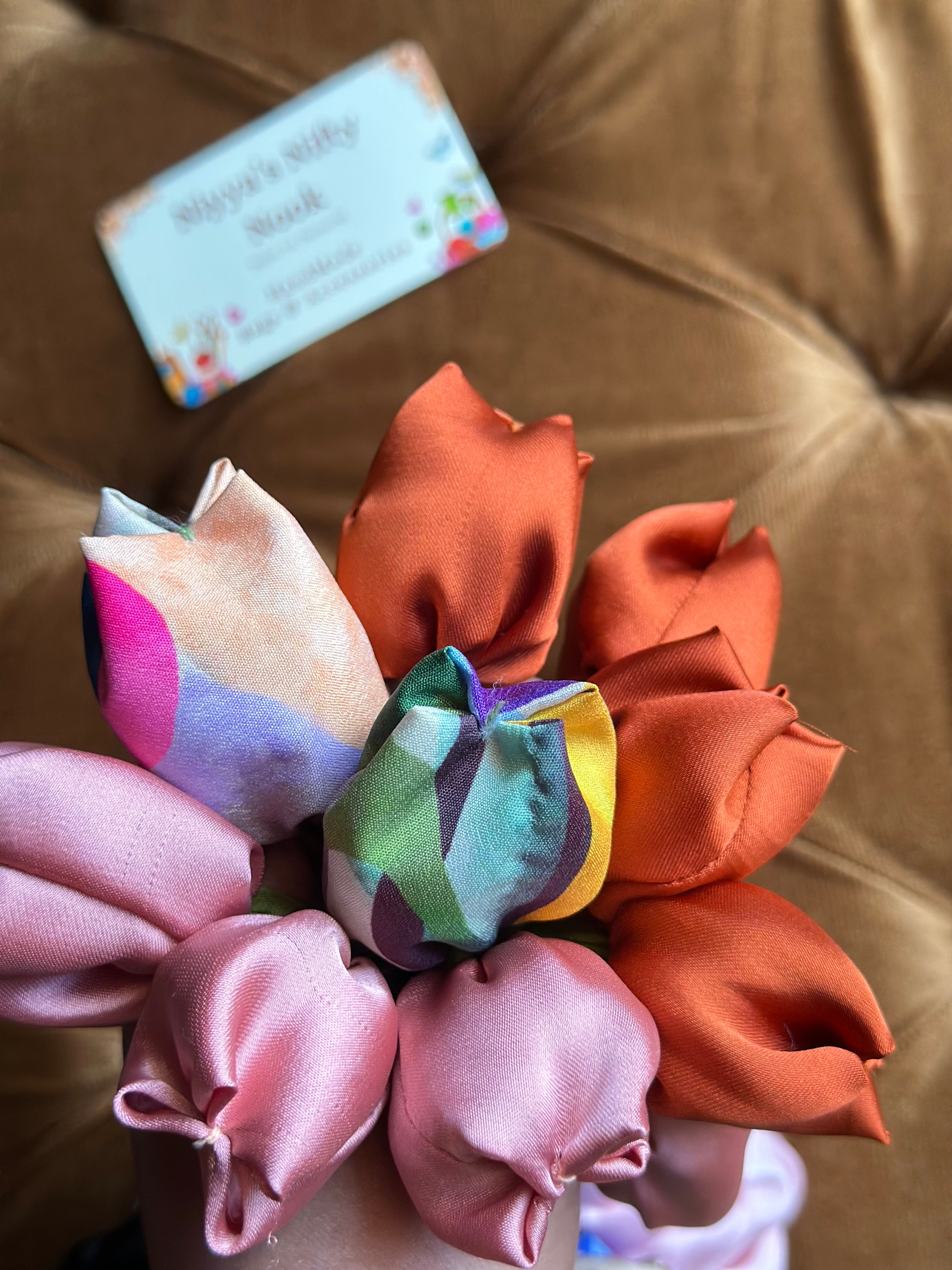 Candy Blossom Tulip Scrunchie - Fun Handmade Hair Accessory