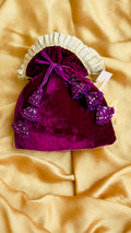 Neelofer Hand-Embellished Velvet Potli Bag with Tiered Jhumka Tassels – Royal Purple (Customizable)