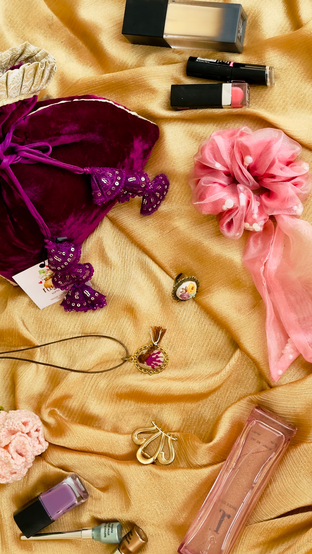 Neelofer Hand-Embellished Velvet Potli Bag with Tiered Jhumka Tassels – Royal Purple (Customizable)