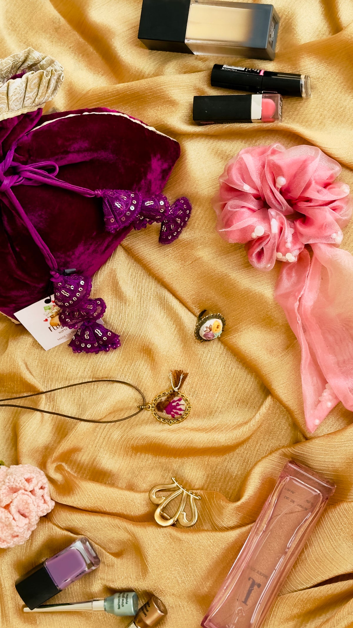 Neelofer Hand-Embellished Velvet Potli Bag with Tiered Jhumka Tassels – Royal Purple (Customizable)
