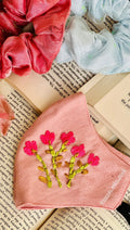 Rose & Ribbon Hand-Embroidered Mask (Customizable)