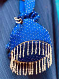 The Royal Blue: "Sapphire Mist" Pearl-Fringed Net Potli