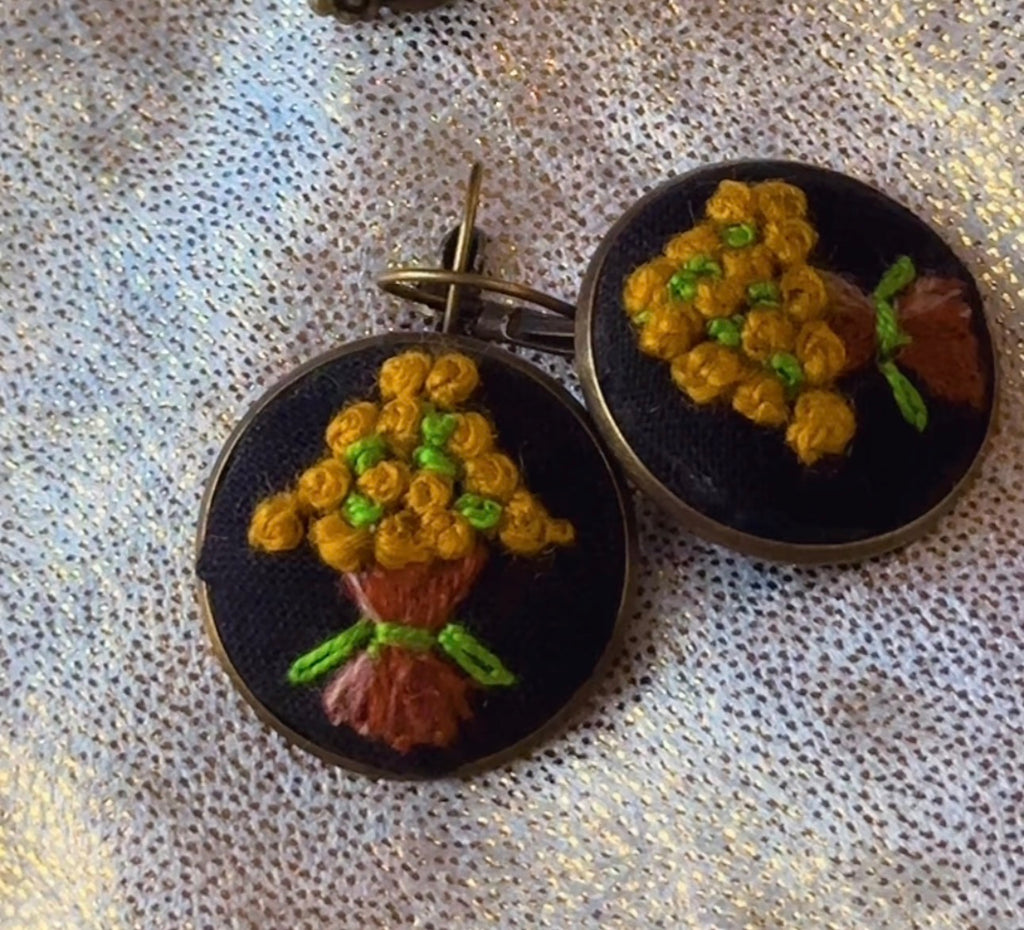 Golden Mimosa Hand-Embroidered Drops