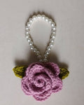 Dusty Mauve Rose & Pearl Loop Handbag Charm or Wristlet