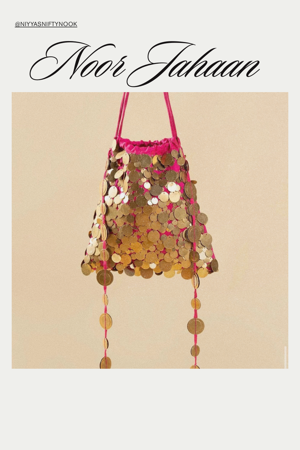 Noor Jahaan Hand-Embellished Pink & Gold Potli Bag