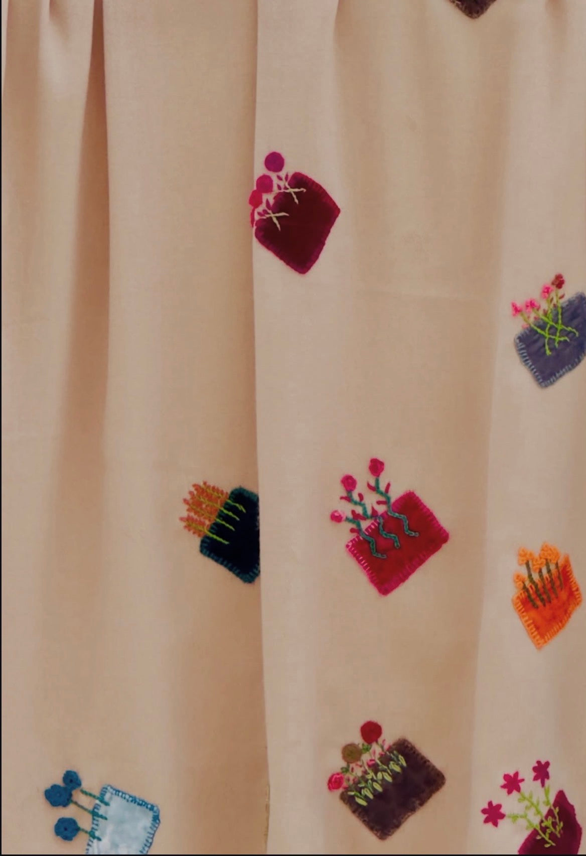 Velvet Appliqué Hand-Embroidered Scarf | Custom Floral Art