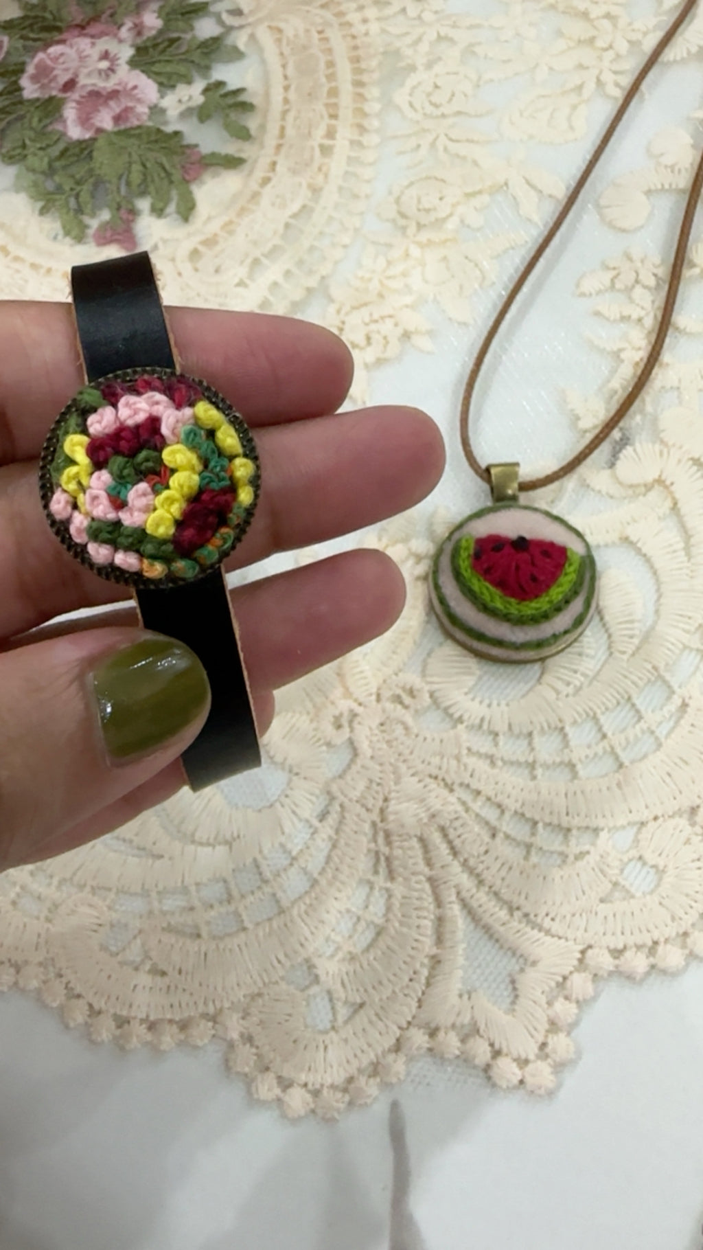 Gul-e-Bahar Hand-Embroidered Leather Bracelet | Rustic Romance Series
